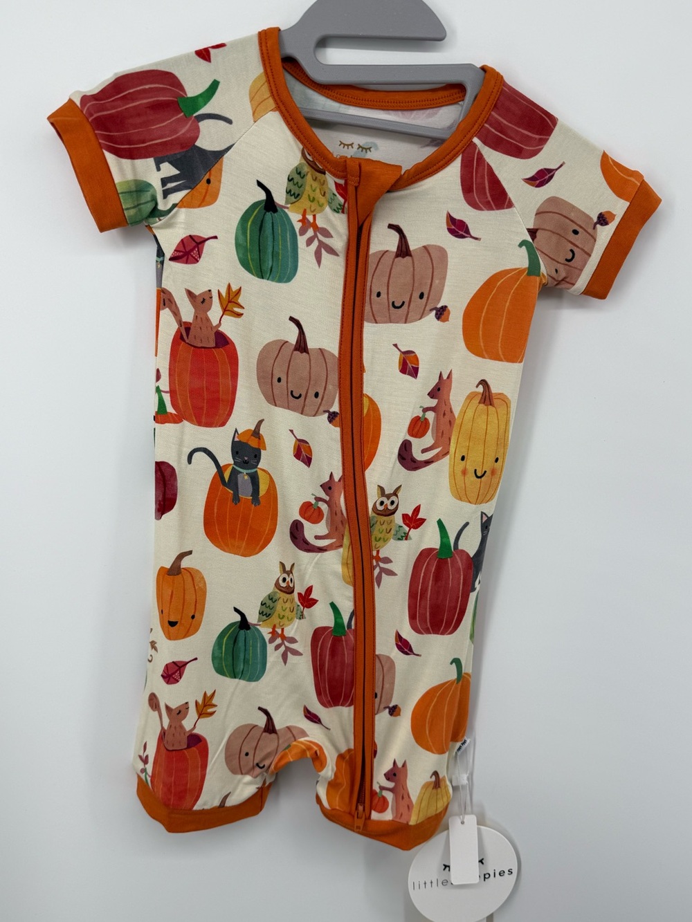 NWT Little Sleepies Pumpkin Patch Short Sleeve Romper